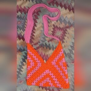 Pink and Orange Crochet Halter Top